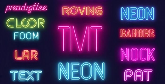 neon sign different fonts