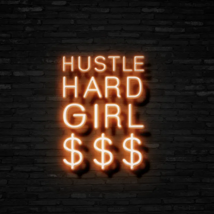 Hustle Hard Girl $$$   Neon Sign