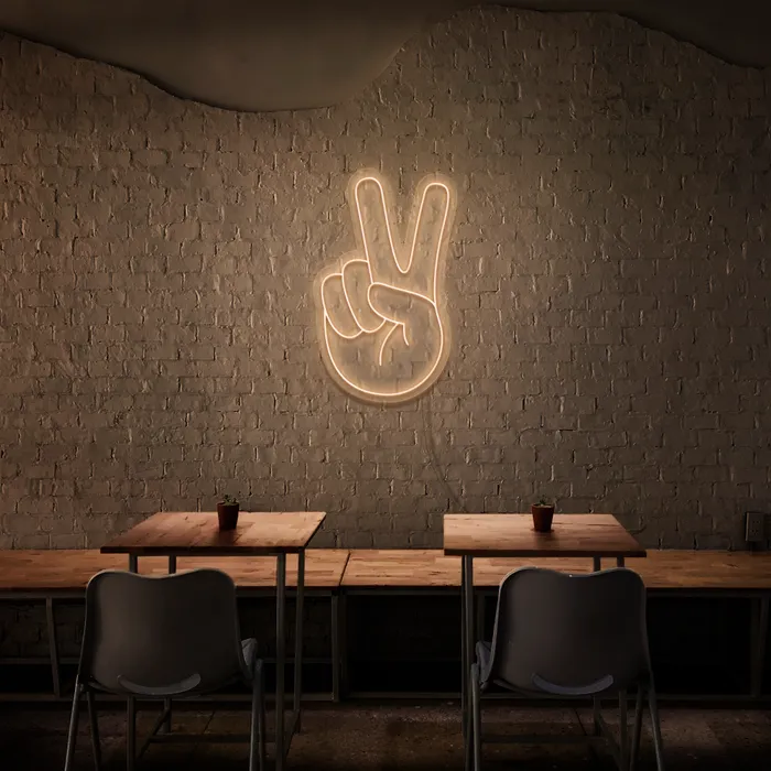 Peace Fingers   Neon Sign