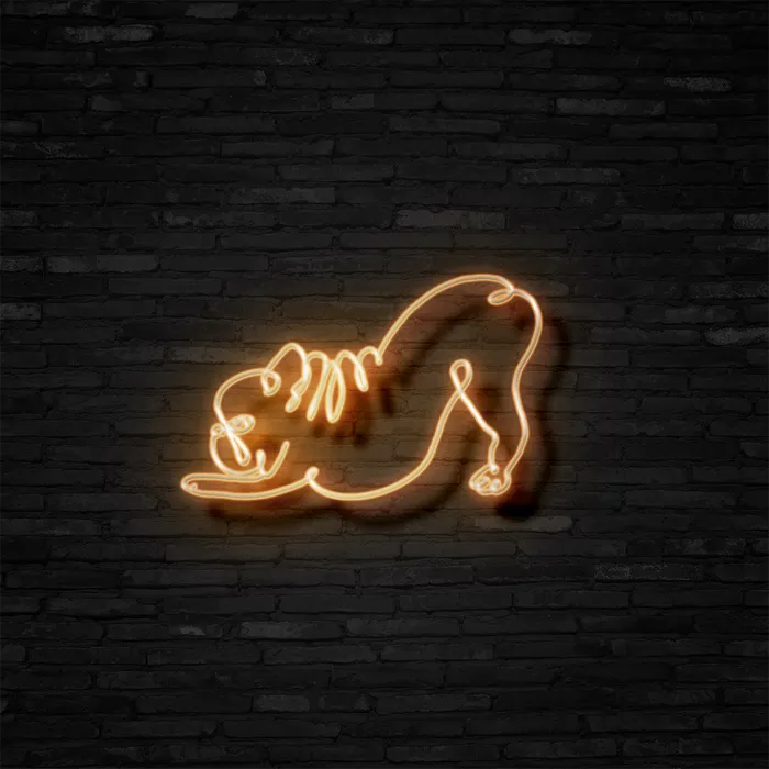 Downward Facing Frenchie   Neon Sign