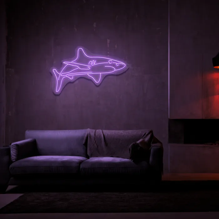 White Tip Shark   Neon Sign