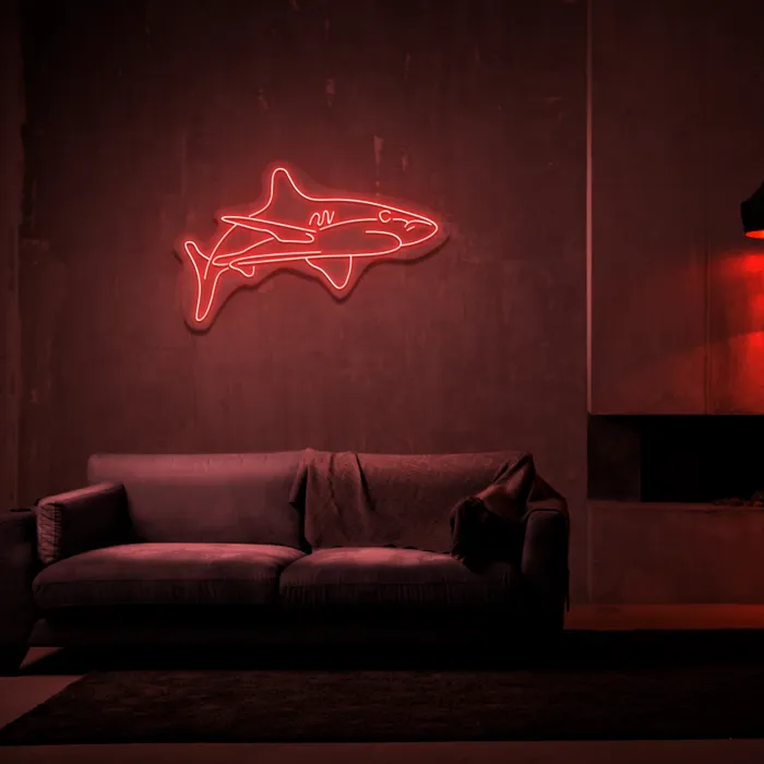 White Tip Shark   Neon Sign