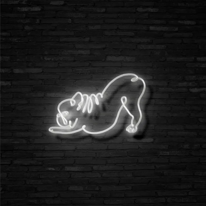 Downward Facing Frenchie   Neon Sign