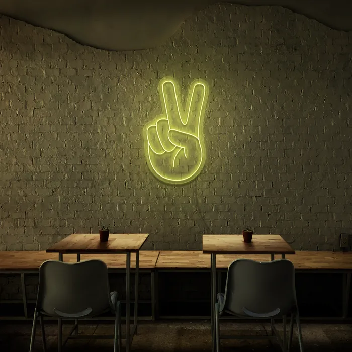 Peace Fingers   Neon Sign